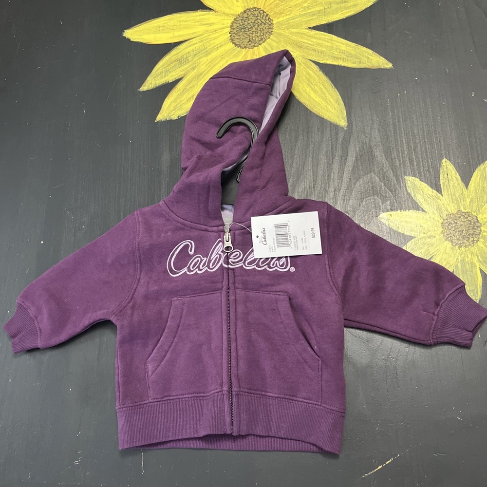 Cabela's Baby Zip Hoodie Jacket 0-3 Months Purple Outdoors New Born NWT